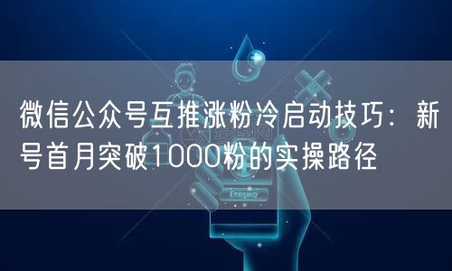 微信公众号互推涨粉冷启动技巧:新号首月突破1000粉的实操路径